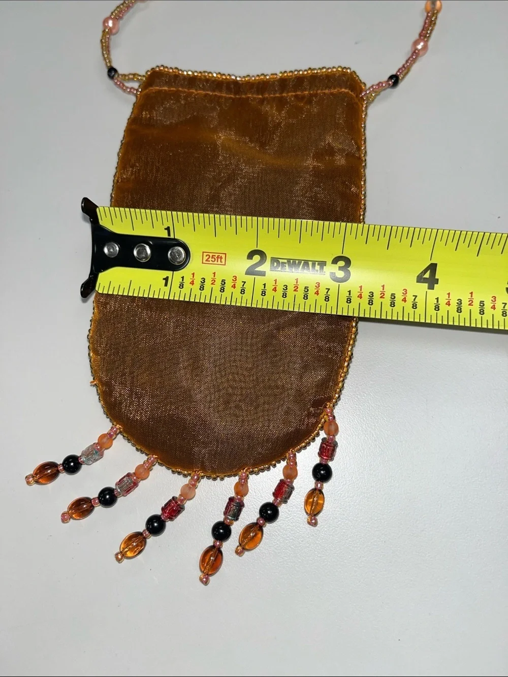 Source Unknown Brown Beaded Fringe Phone Case Charm w/ butterfly